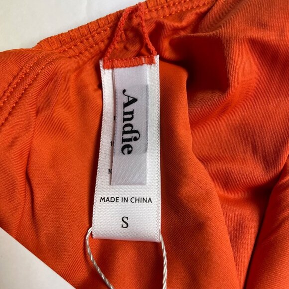 Andie The Asbury Ribbed One Piece Swimsuit Siren Orange Sz SM - Picture 7 of 10
